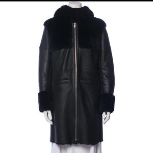 Maje lamb leather fur coat